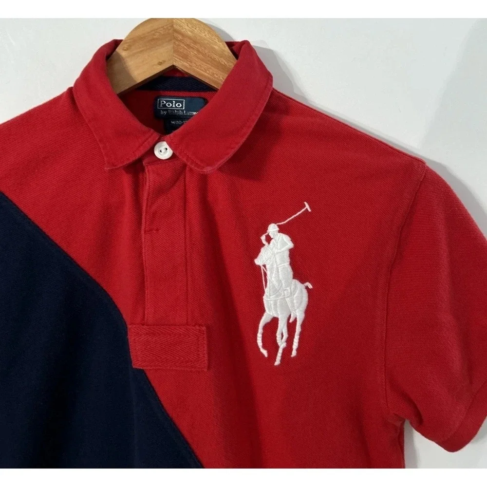 Boys Polo Ralph Lauren Colorblock Mesh Rugby S/S Polo Shirt Med 10-12 Large Pony